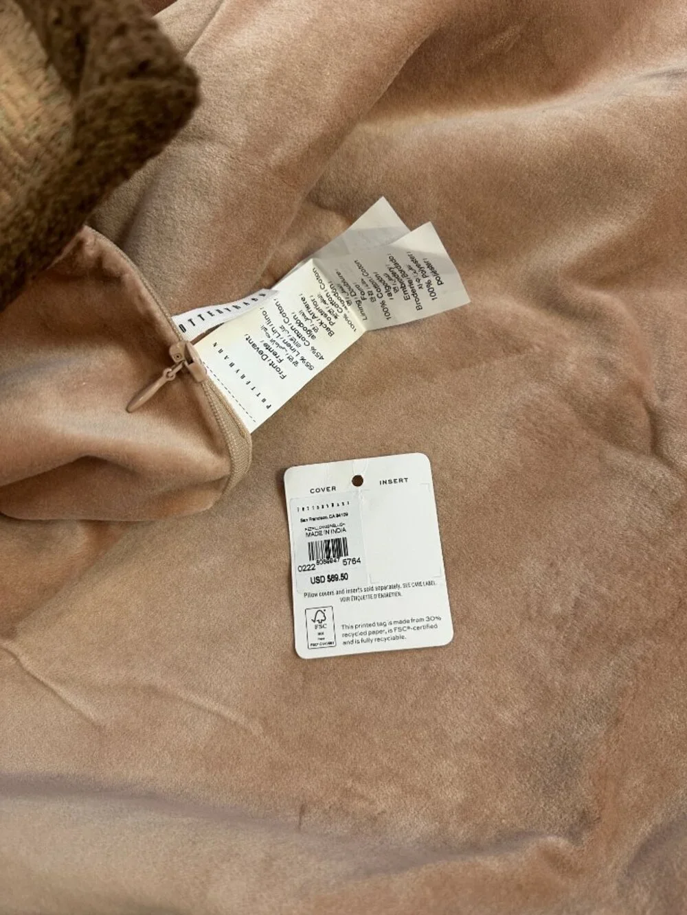POTTERY BARN Fez Embroidered Pillow Cover in Blush 22